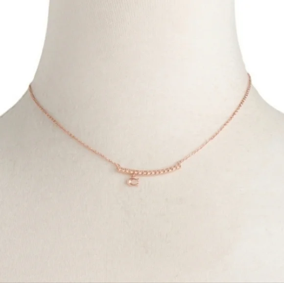 Coach Rose Gold Necklace with Crystal Accents - Picture 2 of 4